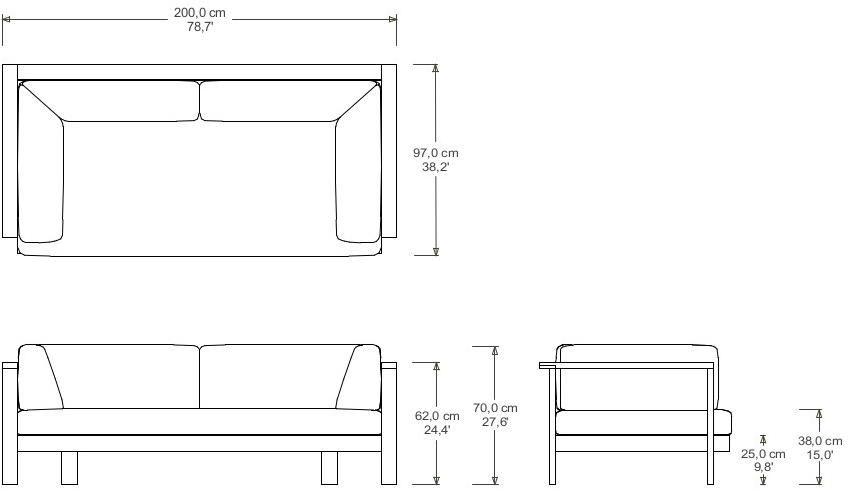 TRIBÙ 3-х местный тканевый садовый диван Pure sofa 01207 - Вид №4