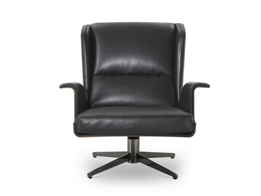 Кожаное и деревянное вращающееся кресло с подлокотниками i 4 Mariani ARCH-00023737 - Вид №2