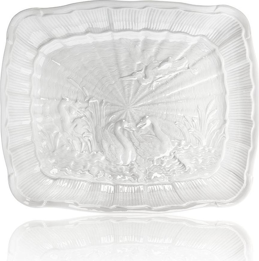 73549 Meissen Блюдо квадратное Meissen "Лебединый сервиз" 26,5см (белый рельеф) Фарфор 