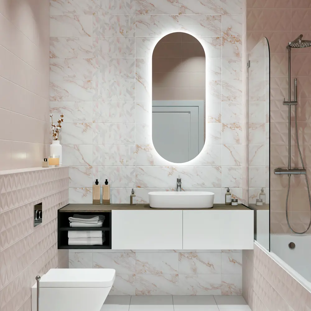 Плитка настенная Mersey Mono 20x40 см 1.2 м² матовая цвет розовый 89364575 STLM-2071039 Santreyd - Вид №6