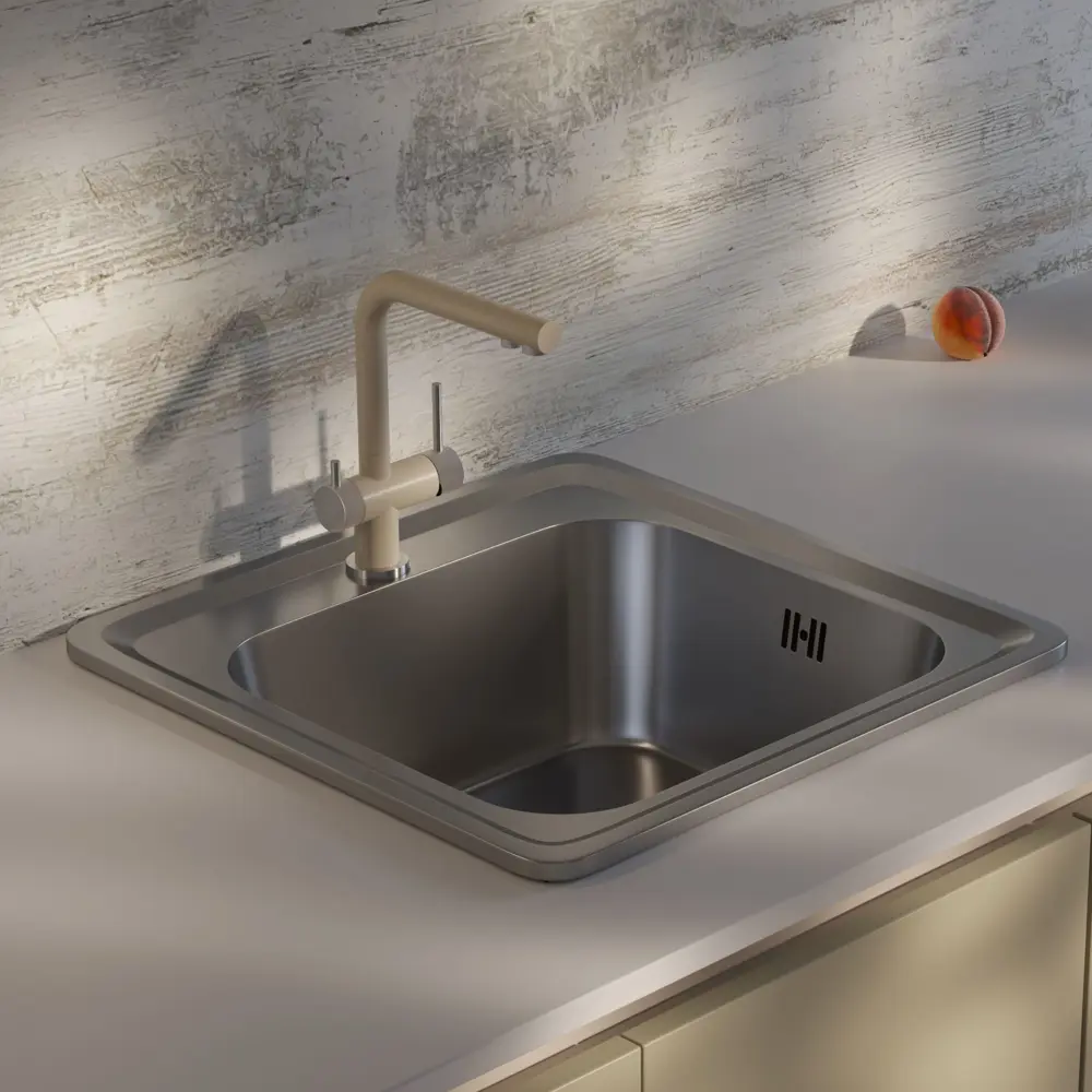 KROMRUS Врезная кухонная мойка 48×48 см с хромированной поверхностью 89404068 STLM-1568857