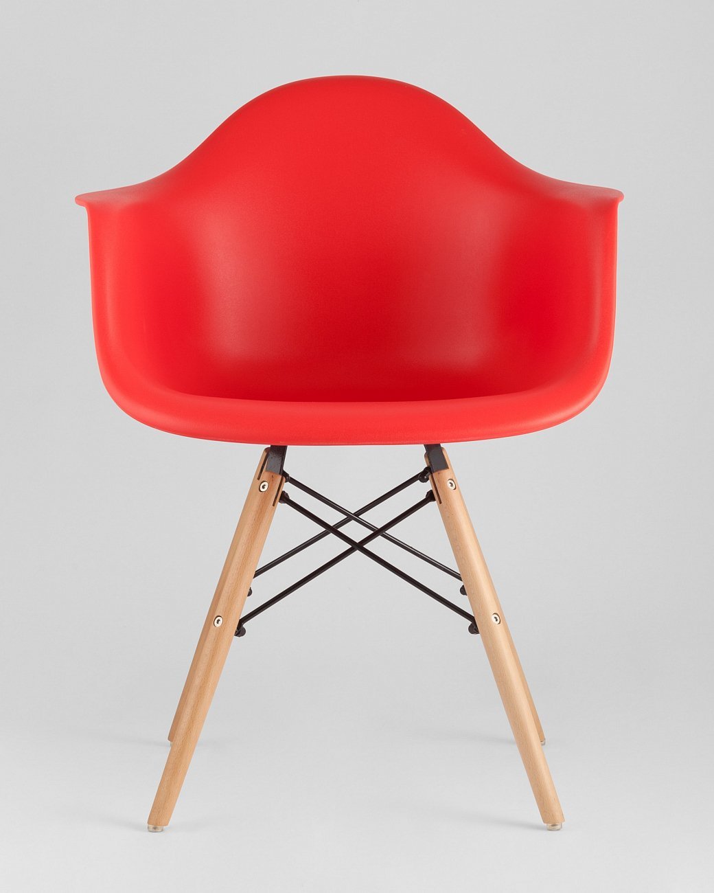 Кресло красное пластиковое с деревянными ножками Eames W EAMES EAMES DAW 00-3881989 Красный  - Вид №1