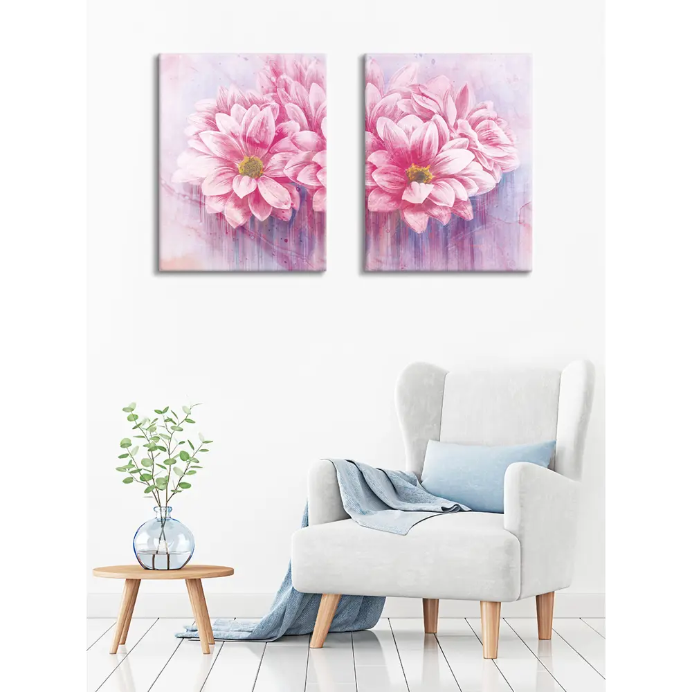 Картина модульная Розовые цветы 45x60 см 2 шт POSTERMARKET STLM-2181992 - Вид №5