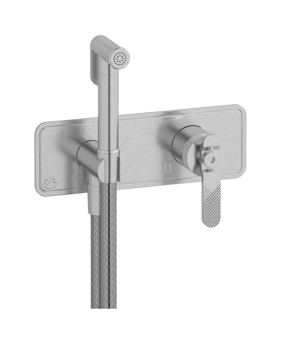 Внешние части гигенического душа со смесителем. WE ARE IB b2706ss Brushed Nickel Bold