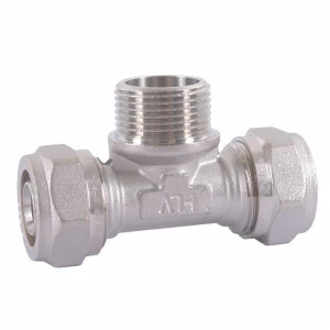 HLV-114333.№.02 Тройник обжимной HLV  с переходом на наружную резьбу