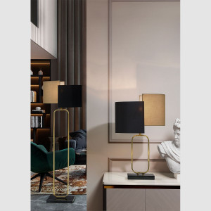 Настольная лампа из ткани и Мраморного основания