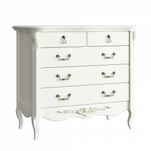Комод с ножками и 5 ящиками 83х95 см слоновая кость состаренный декапе Romantic KREIND ROMANTIC 00-3879907 Бежевый