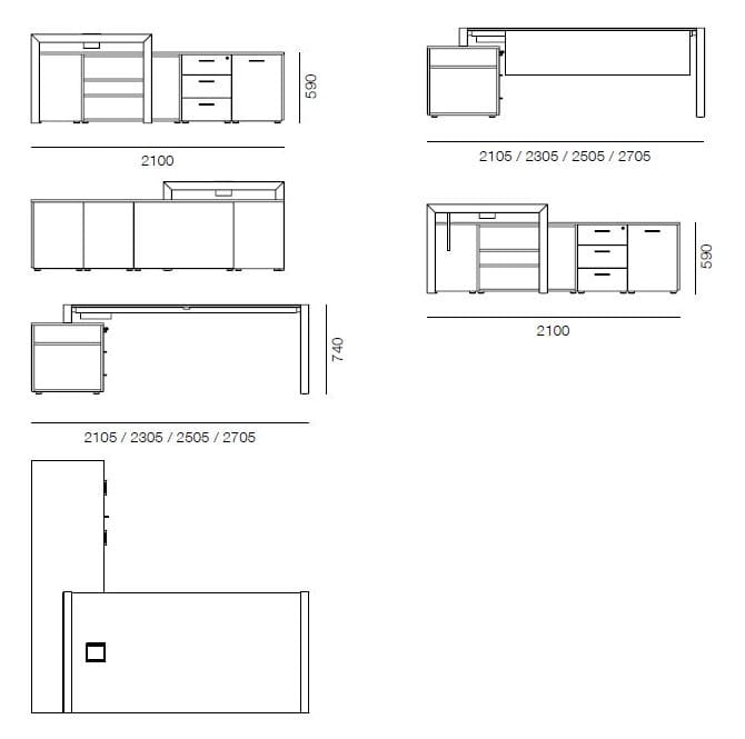 Исполнительный стол со встроенной полкой PROF Extralight ARCH-00070583 - Вид №11