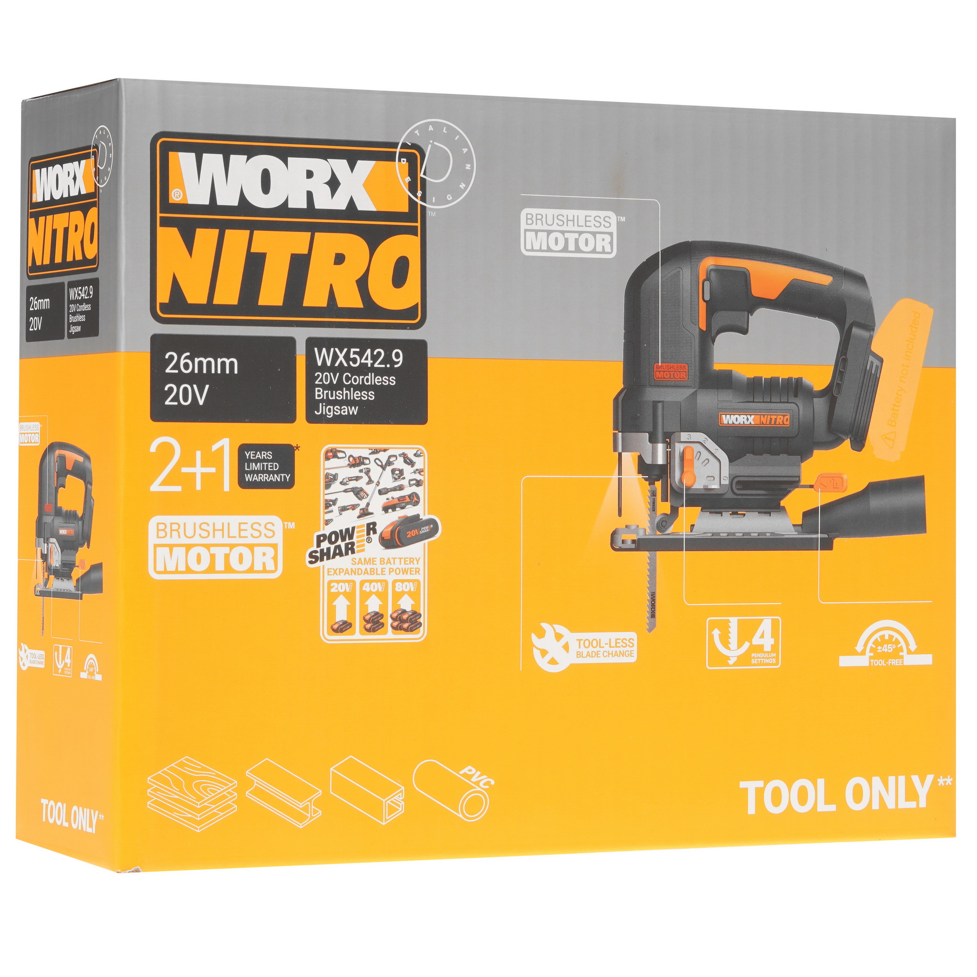 Электрический лобзик WORX W542.9 PowerShare 20V , Без ЗУ, Без АКБ 9083060 STDN-0086853 - Вид №7