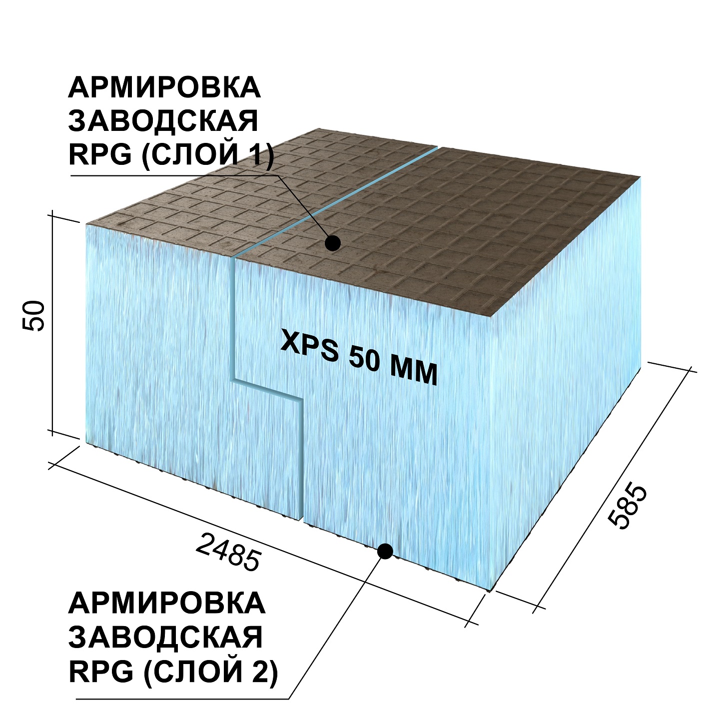 RPG1B50#2 RPG Панель для утипления фасада 2485x585x50 L RPG PANEL Basic - Вид №1