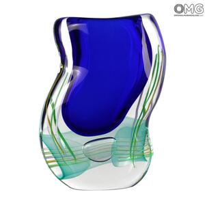 4530 ORIGINALMURANOGLASS Ваза Эссе Венеция - синяя - соммерсо - муранское стекло OMG 12 см