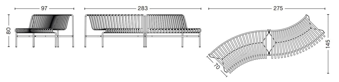 Стальная садовая скамейка с порошковым покрытием со спинкой Hay Палисад ARCH-00074175 - Вид №73