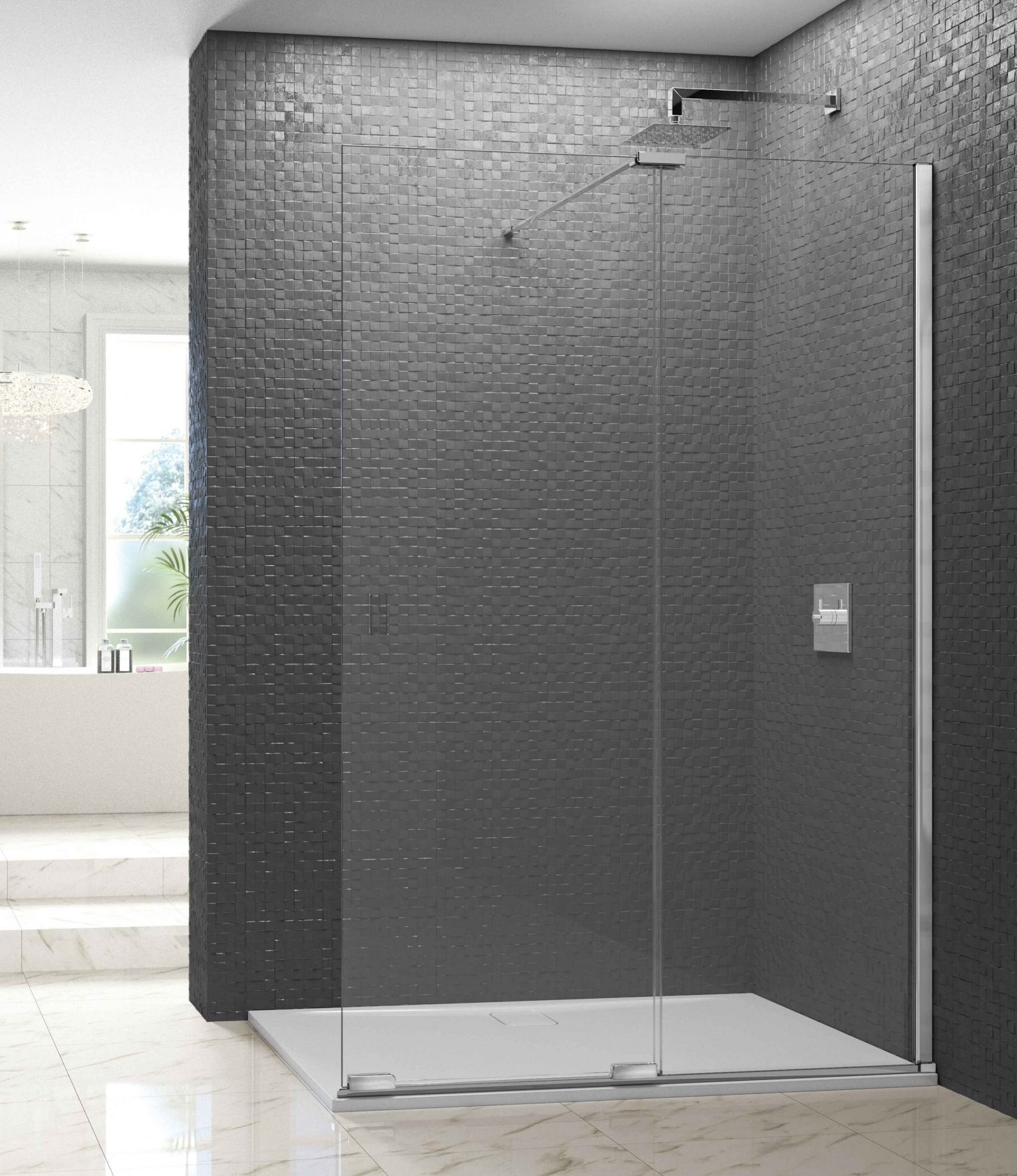 Душевая перегородка ARXFSL130SW L or R Merlyn Arysto X Хромированный  - Вид №2