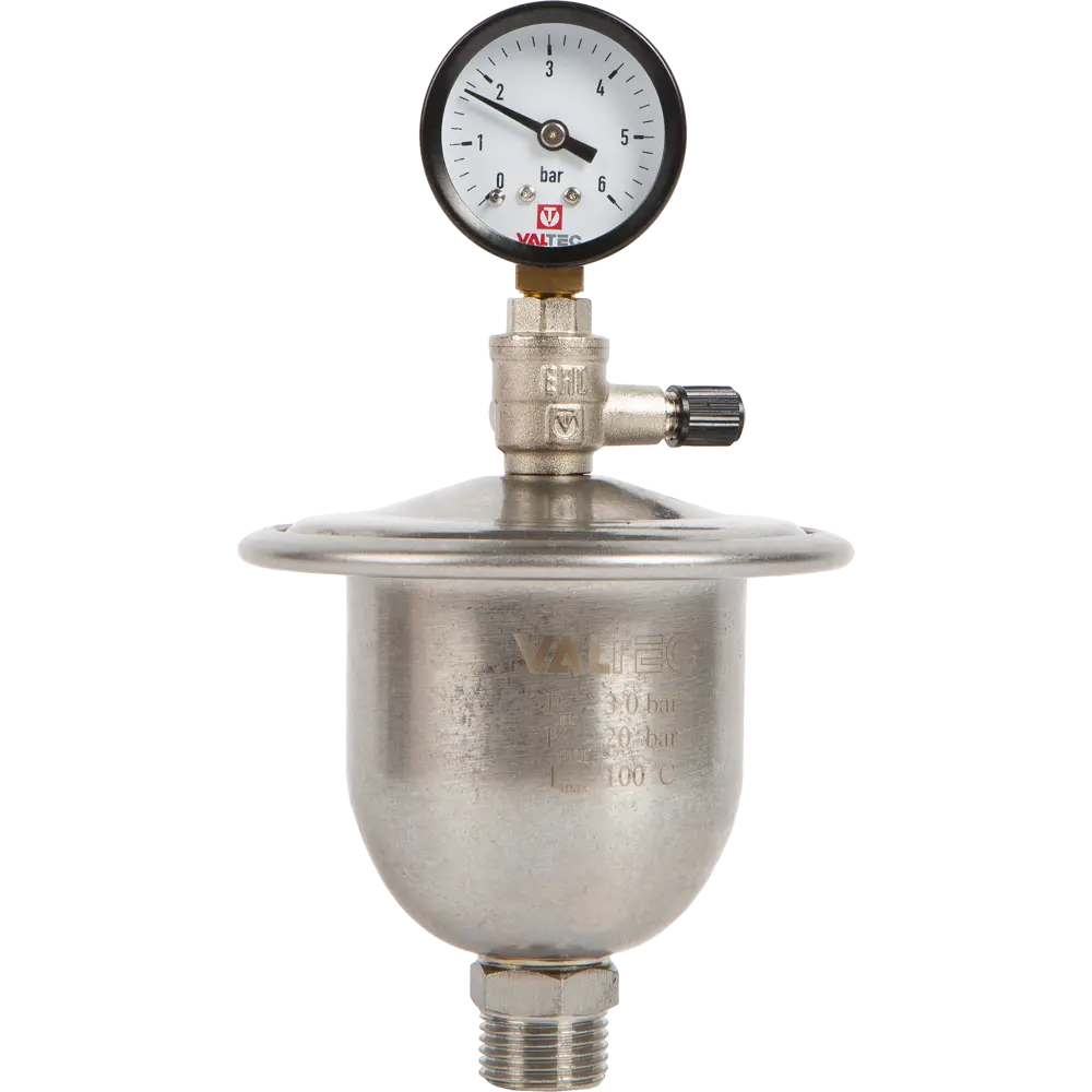 Гаситель гидроудара Valtec мембранный с манометром 1/2" VT.CAR20.I.04001 STLM-2073864 - Вид №1