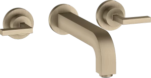 39147820 Смеситель для раковины на 3 отверстия, скрытого монтажа, настенный, с изливом 222 мм, рычажными ручками и накладками AXOR CITTERIO