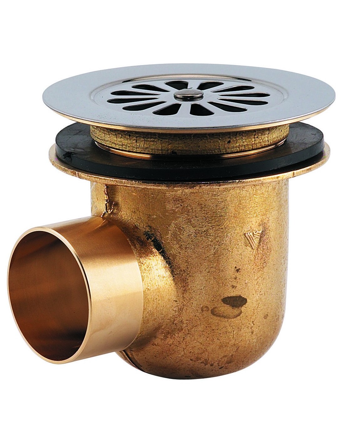 302300 000 00  Сифон для душевого поддона Д. 60 мм, круглая гирлянда, выход под приварной вертикальный, латунь Valentin Хром 