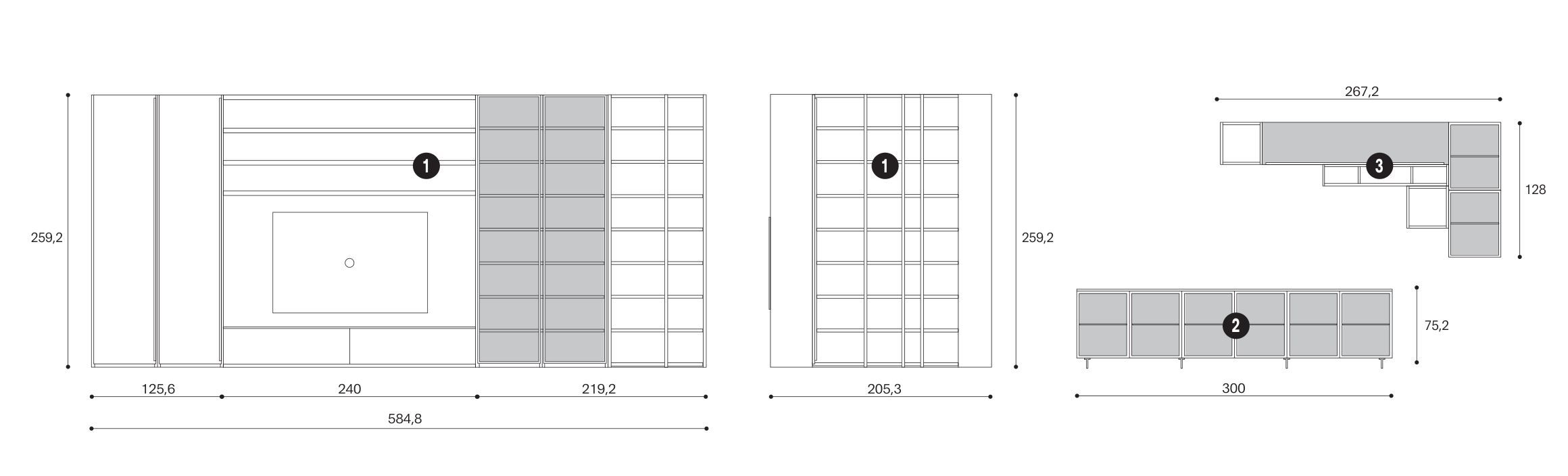 Угловой книжный шкаф в день Giessegi день за днем ARCH-00048608 - Вид №4