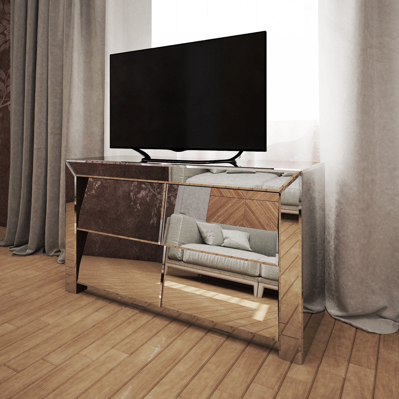 Комод зеркальный "Лэвэл" GRAUM ДИЗАЙНЕРСКИЕ 304018 Зеркальный  - Вид №8