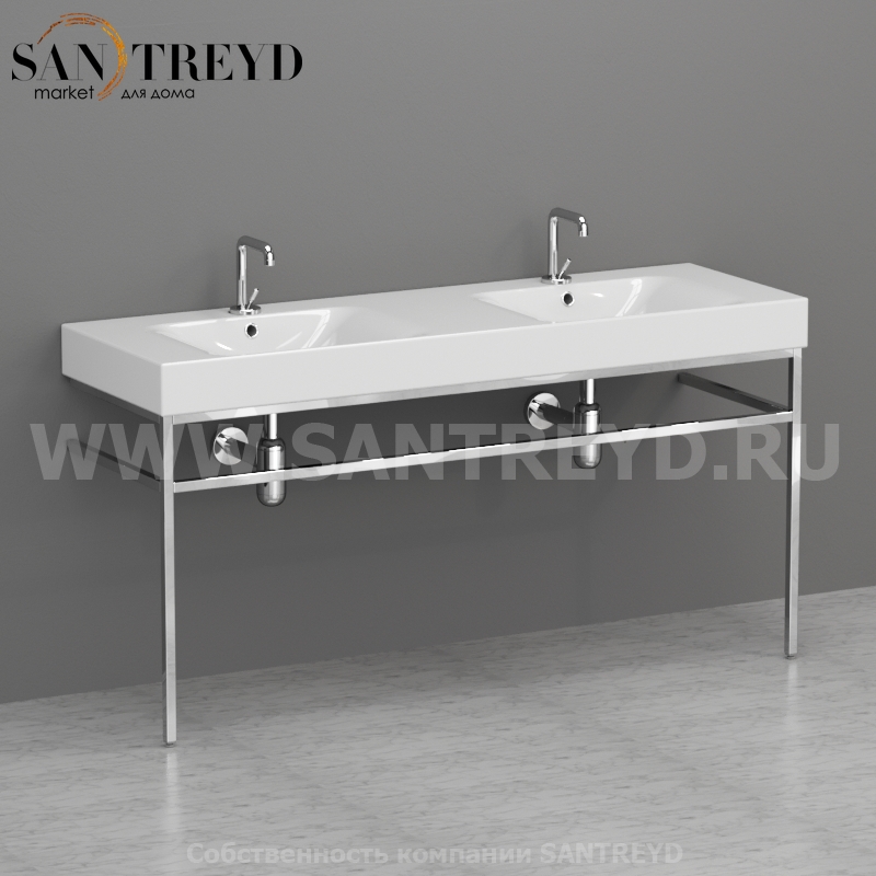 9124K1 Структура напольная из хромированной латуни под умывальник 140 см Kerasan Cento Италия