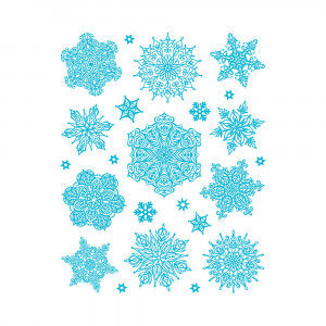 16224 Наклейка новогодняя №01 30 х 38 см Снежинки голубые 4