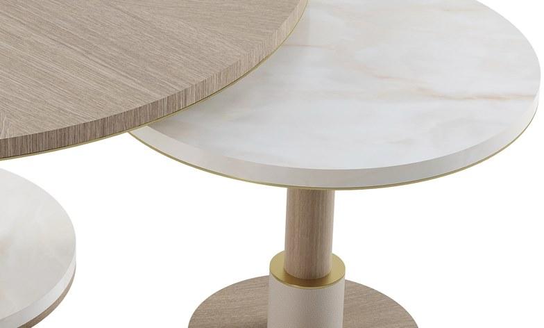 FRATO Низкий круглый журнальный столик из дерева и камня sun-id-1349455 - Вид №2