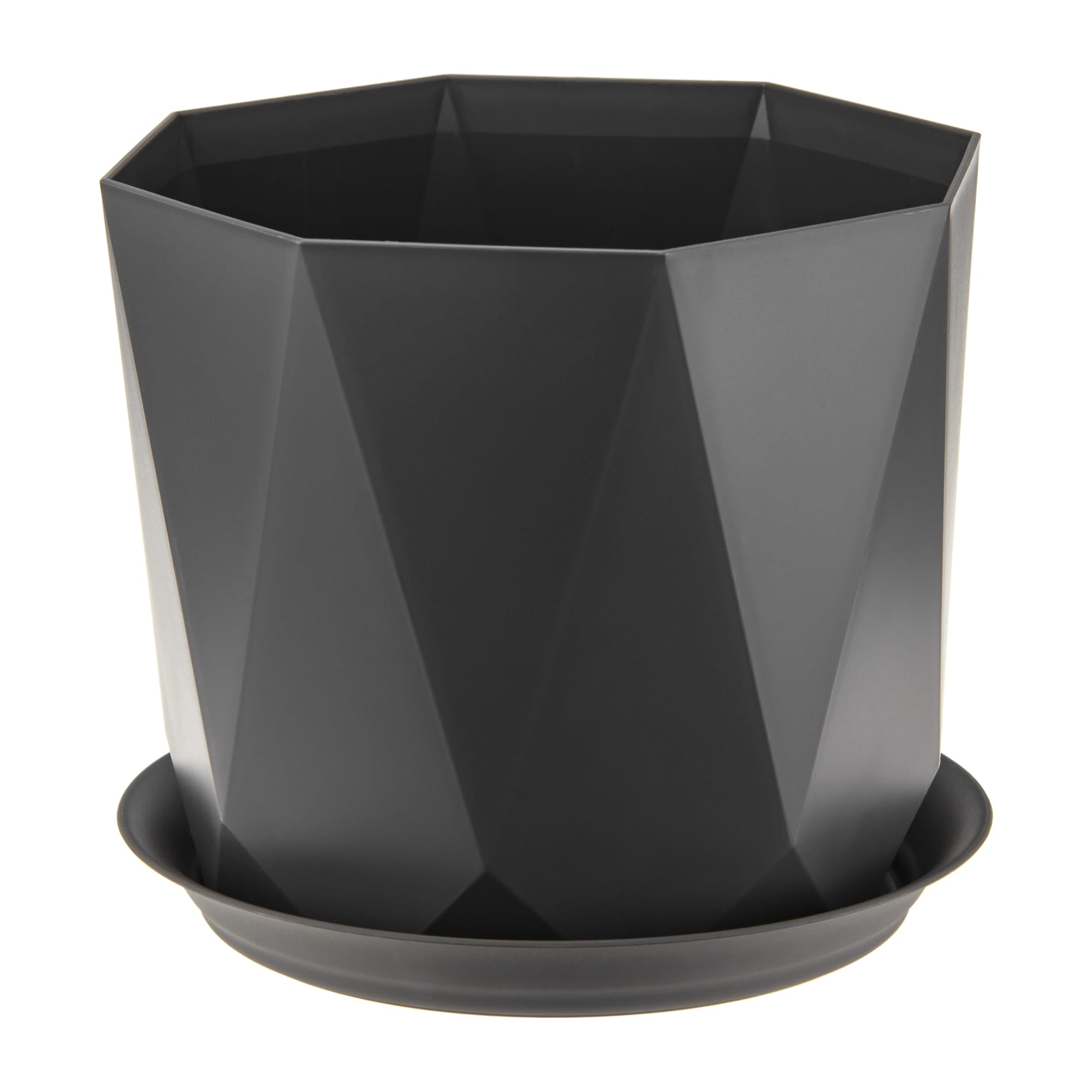 85123023 Кашпо для цветов Призма ø18 h15 см v2.6 л пластик графитовый Santreyd 