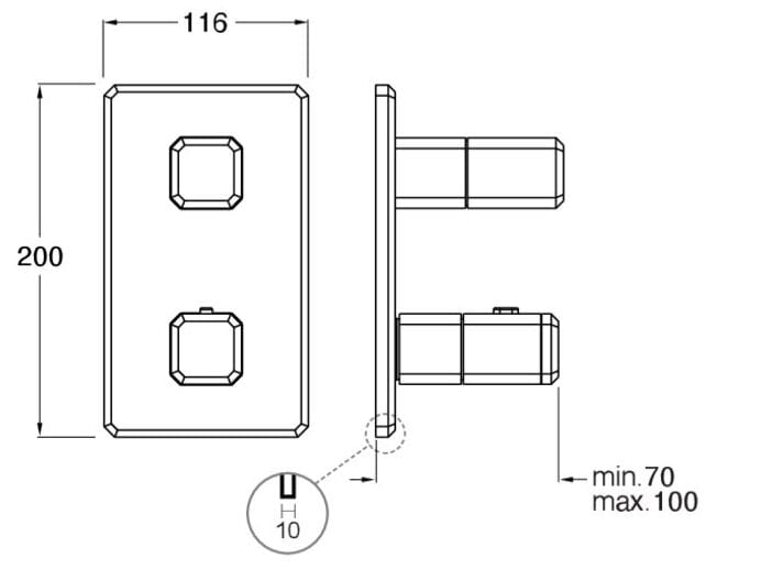 Однорычажный термостатический смеситель для душа / ванны с переключателем CRISTINA Rubinetterie Italy ARCH-00097924 - Вид №2
