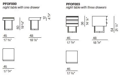 Bodema Квадратная прикроватная тумбочка из дерева в современном стиле с ящиками Profile Pfof000/pfof003 - Вид №9