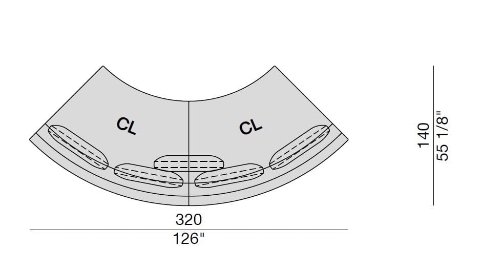 Изогнутый диван из ткани Porada Soul ARCH-00118323 - Вид №5
