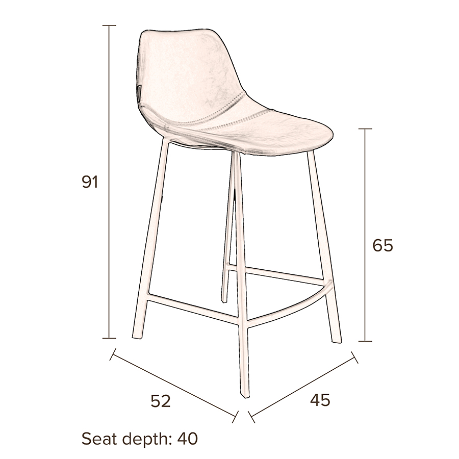 Стул высокий Franky серый Dutchbone 1500066 - Вид №9