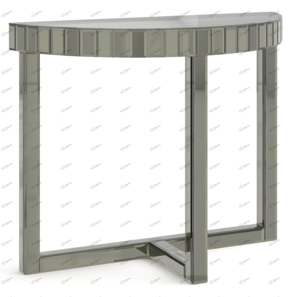 Консоль зеркальная полукруглая серая "Шарпэн" GRAUM  304033 Зеркальный;серый 