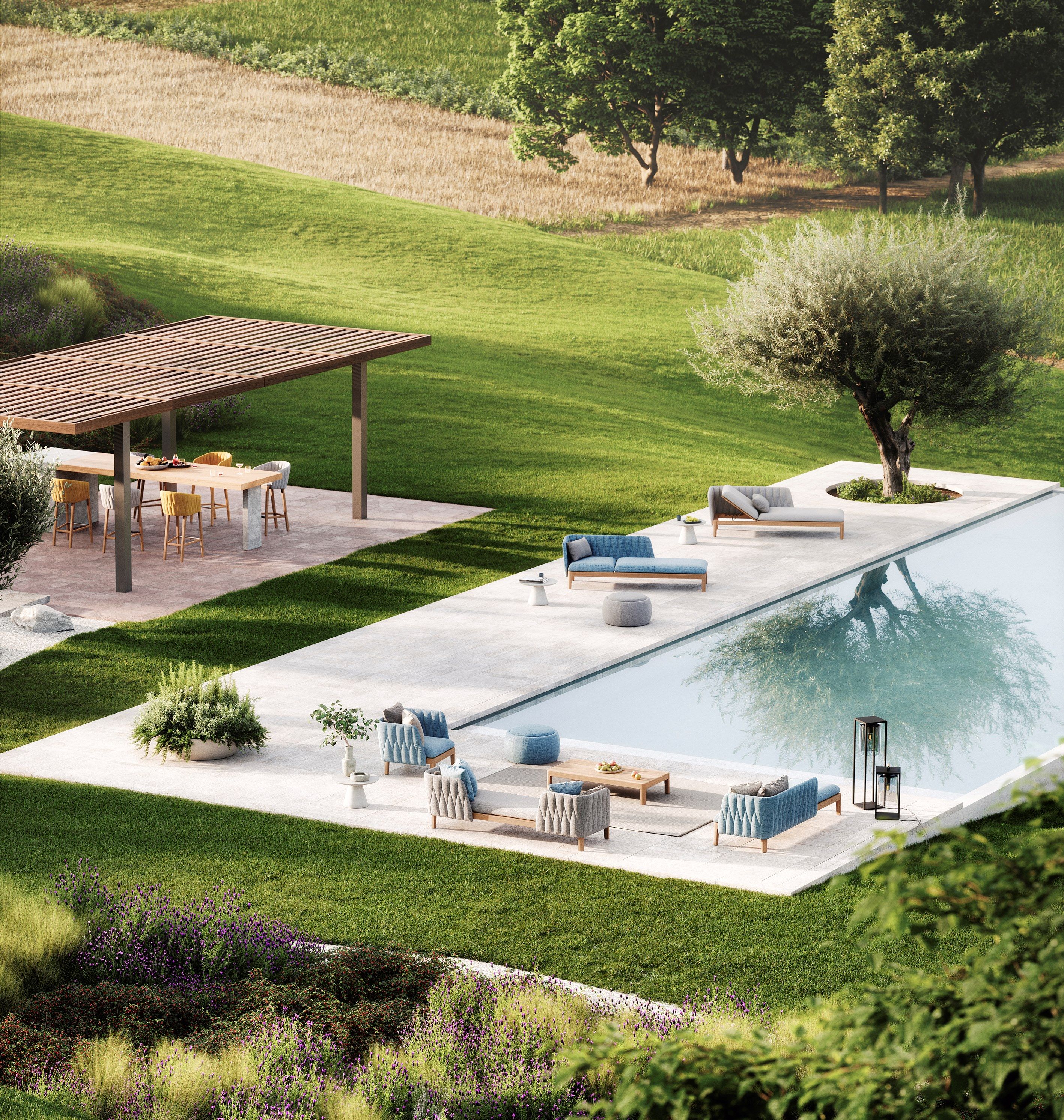 Садовая спальная кровать, обитая тканью и тиком Royal Botania Calypso Lounge ARCH-00150106 - Вид №4