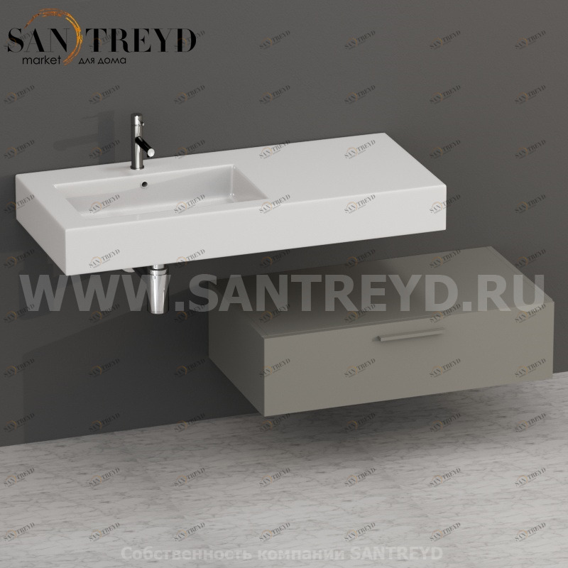 S09024CC2 Тумба с 1 ящиком 90 см серая Globo ARREDO WOOD Италия Ceramica Globo