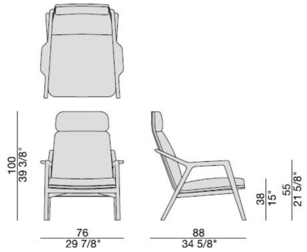Porada Кресло из ткани с высокой спинкой Iron sun-id-1428600 - Вид №2