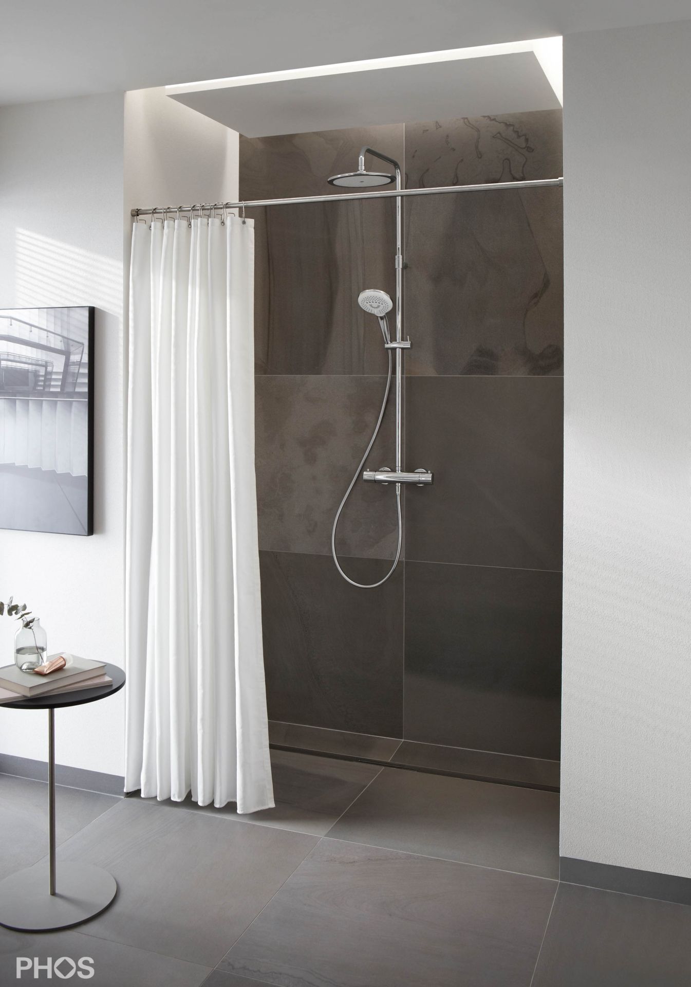 DSRN20-2 Карниз для душевой занавески в виде трубки ø20 мм от 100 до 160 см - на заказ PHOS  - Вид №1