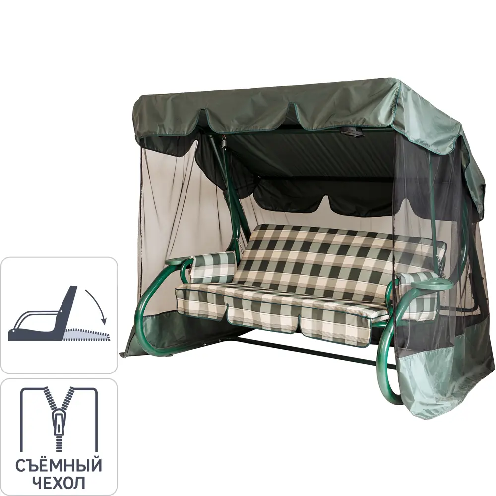 Качели садовые София 3-х местные (до 350 кг) зеленый/ бежевый GREENGARD STLM-2140902