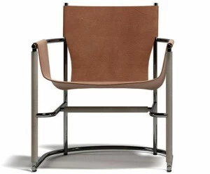 Paolo Castelli Кресло с подлокотниками из металла и кожи