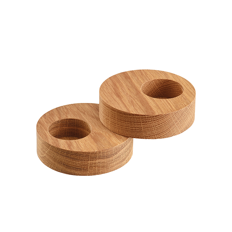 98409 Подсвечник для чайных свечей, круглый 9х5см, набор 2шт, натуральный дуб;LIND DNA 