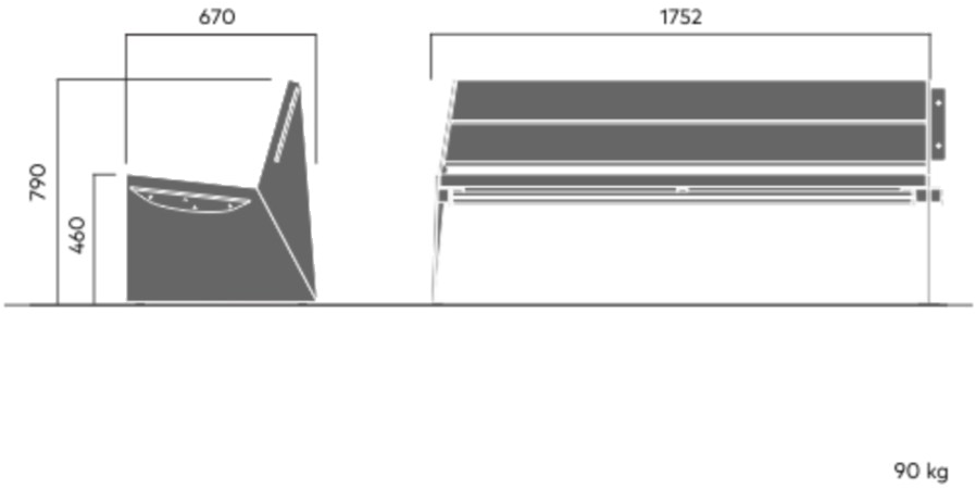 VESTRE Скамья из стали и дерева со спинкой Bloc sun-id-1367023 - Вид №7