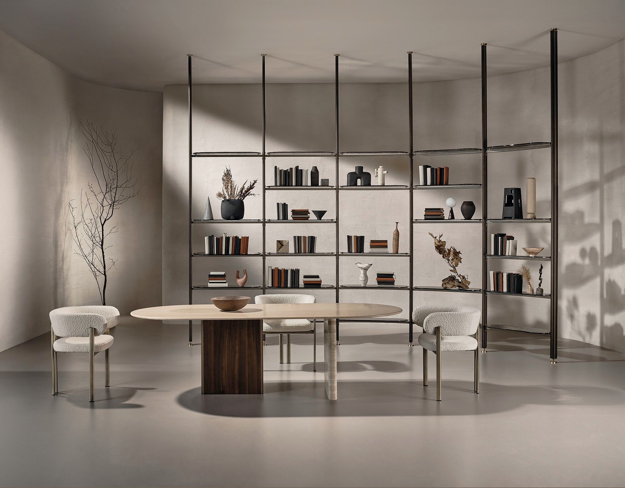 Стеклянный книжный шкаф с креплением пол-потолок Naturedesign Главная ARCH-00088266 - Вид №6