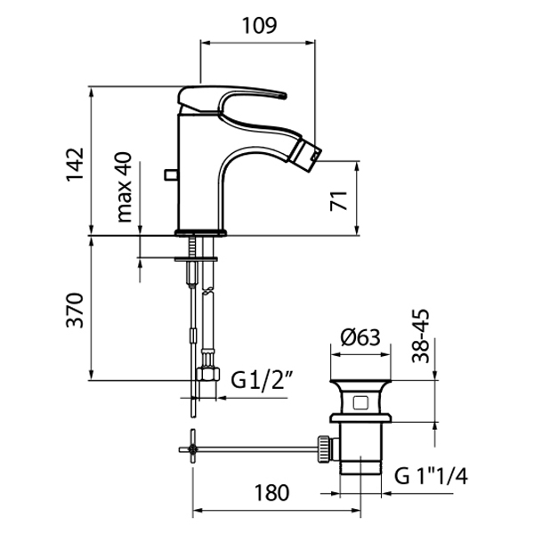 KI840102015 Смеситель для биде Webert Kimono - Вид №1