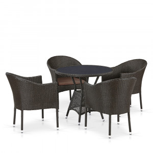 T707ANS/Y350-W53 4Pcs Brown Комплект плетеной мебели Afina