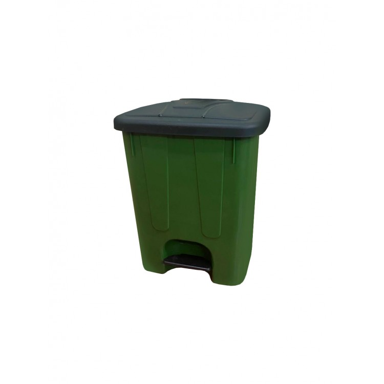 50034 green TELKAR Мусорная урна с крышкой и педалью для раздельного сбора мусора 40 л. Зеленый, крышка черная 