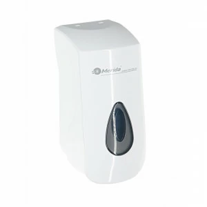 DTS102 Дозатор для жидкого мыла TOP MINI, емкость 400 мл, АБС-пластик, белый, серое окошко Merida