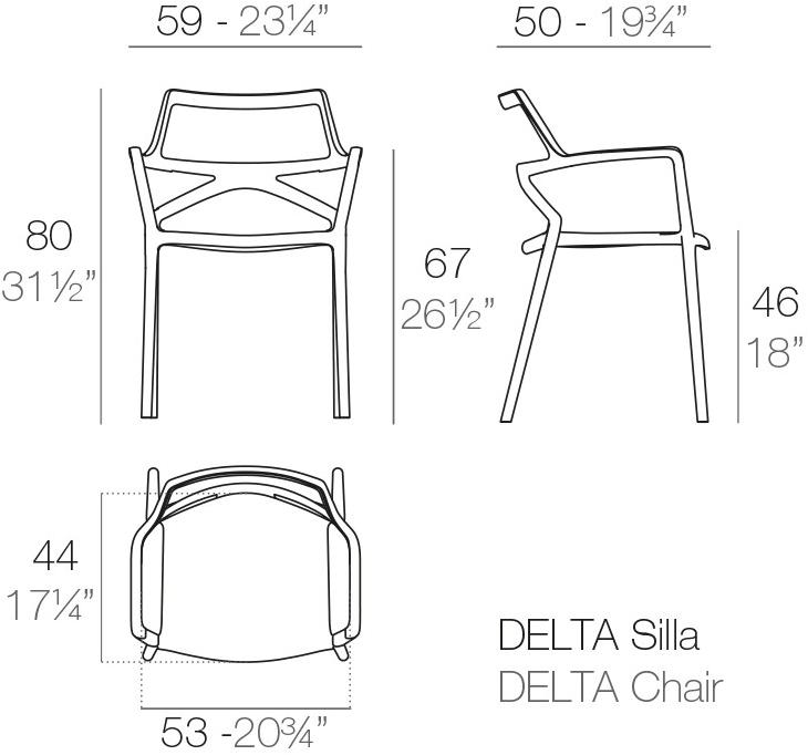 VONDOM Садовый стул из полипропилена с подлокотниками Delta sun-id-1445957 - Вид №7