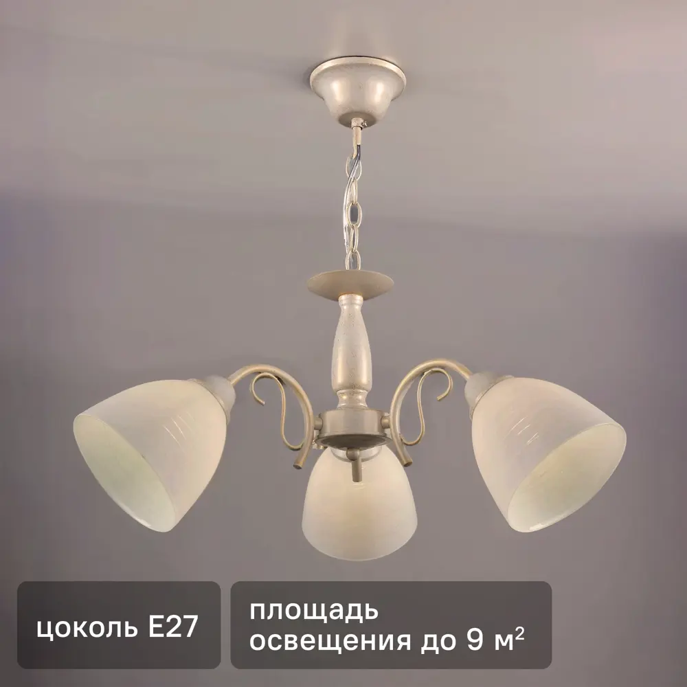 Люстра потолочная Богема 3 лампы 9 м² цвет белый РОССВЕТ STLM-2002506