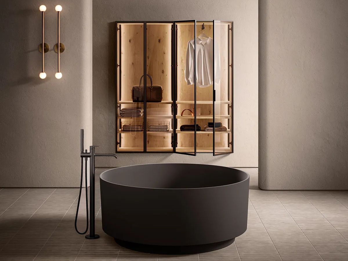 Встраиваемый деревянный шкаф для ванной комнаты с дверцами Inbani слой ARCH-00109465 - Вид №4