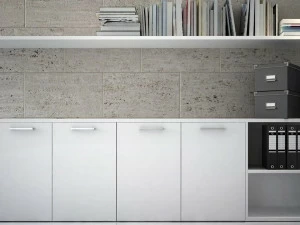 Elitable Низкий офисный ящик для хранения из дерева с распашными дверцами