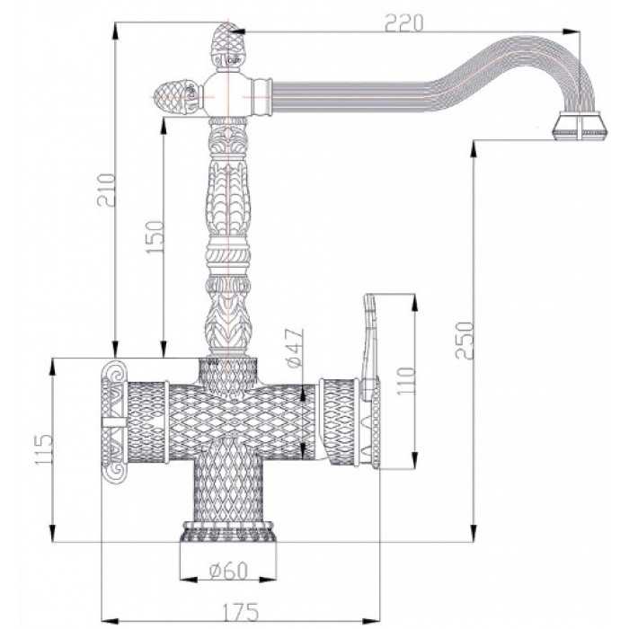 Zorg A 50 KF-Br смеситель Смеситель для кухни Zorg 325 x 220 мм  - Вид №2