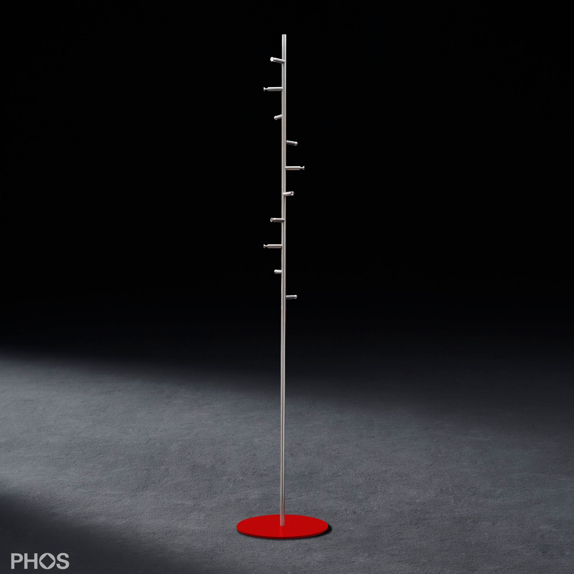 GSTH10-BPR Вешалка для одежды с 10 крючками, основание: красное. PHOS 